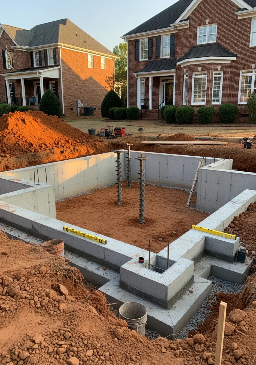 Contractor reviewing blueprints with homeowner in a Birmingham kitchen.